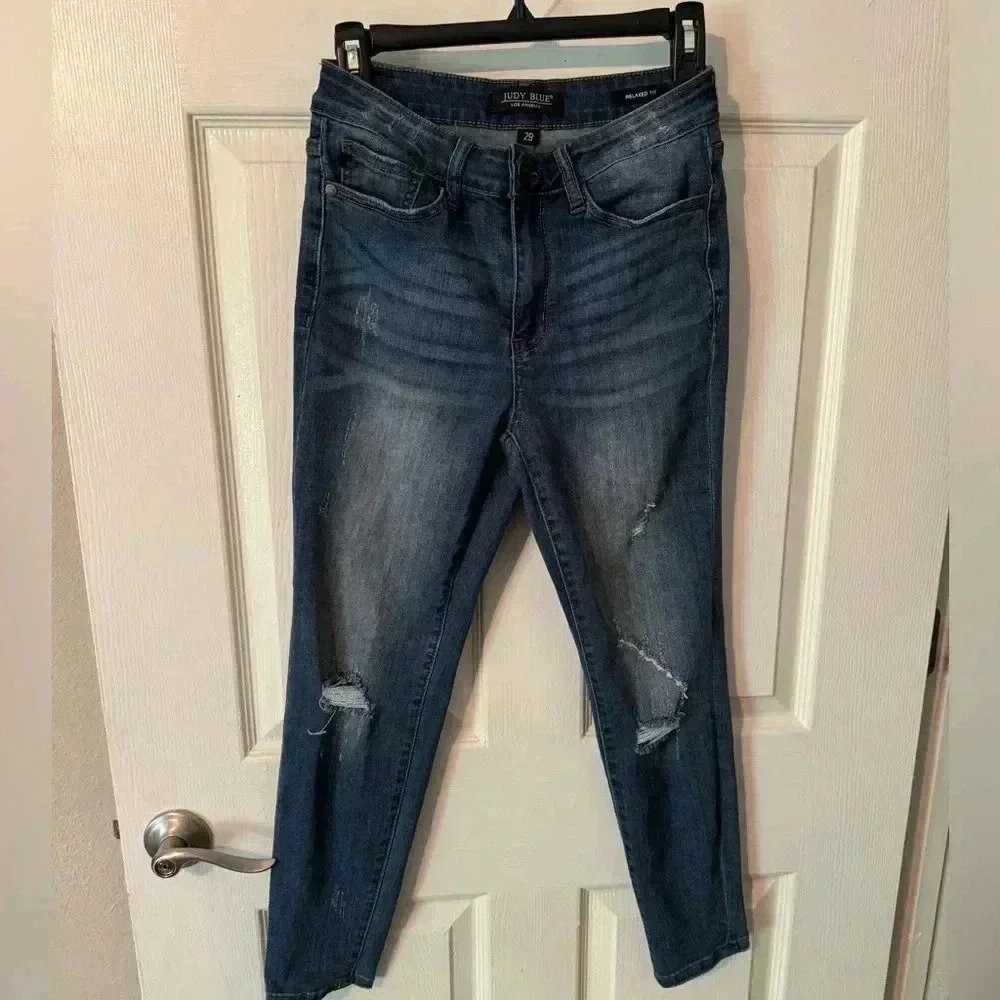 JUDY BLUE Los Angeles Style#JB8271 DK. Size 29. Mid- Rise Distressed.‌‌‌‌
